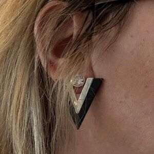 Black and Silver Triangle Earrings